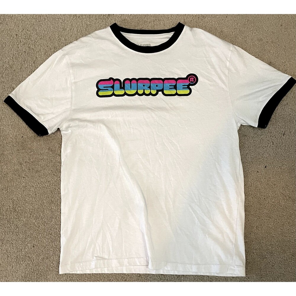 Slurpee 7 Eleven Ringer Tee Neon Logo Retro Style T-Shirt  Mens  Size M